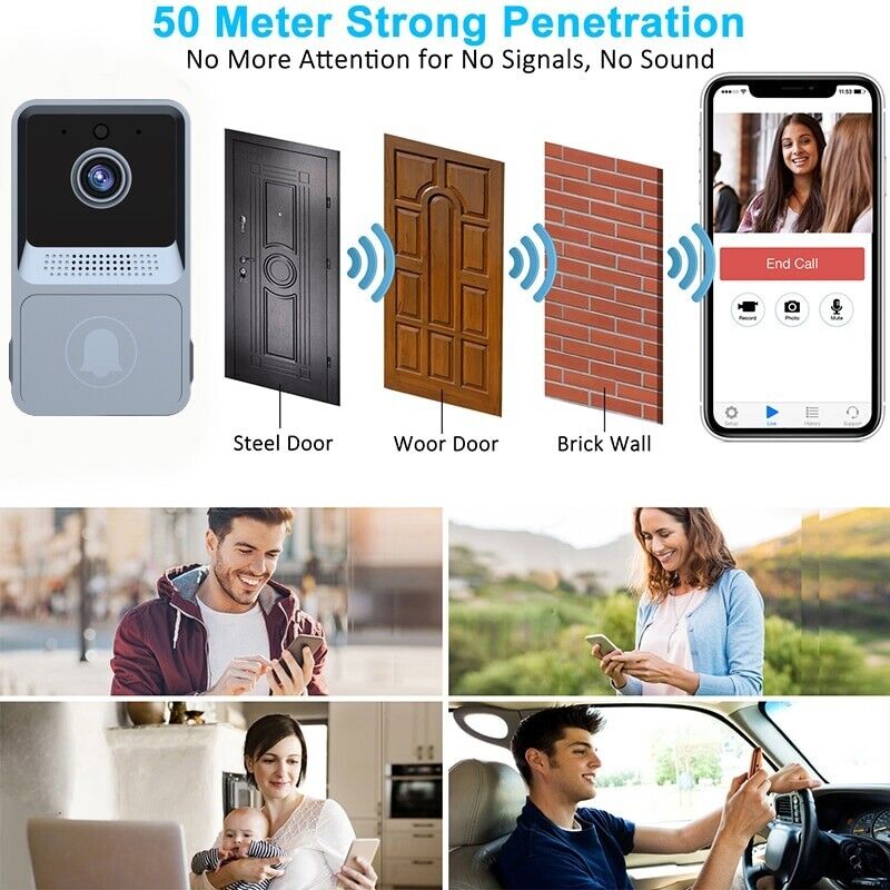 Smart Wireless WiFi Doorbell Intercom Video Camera Door Ring Bell