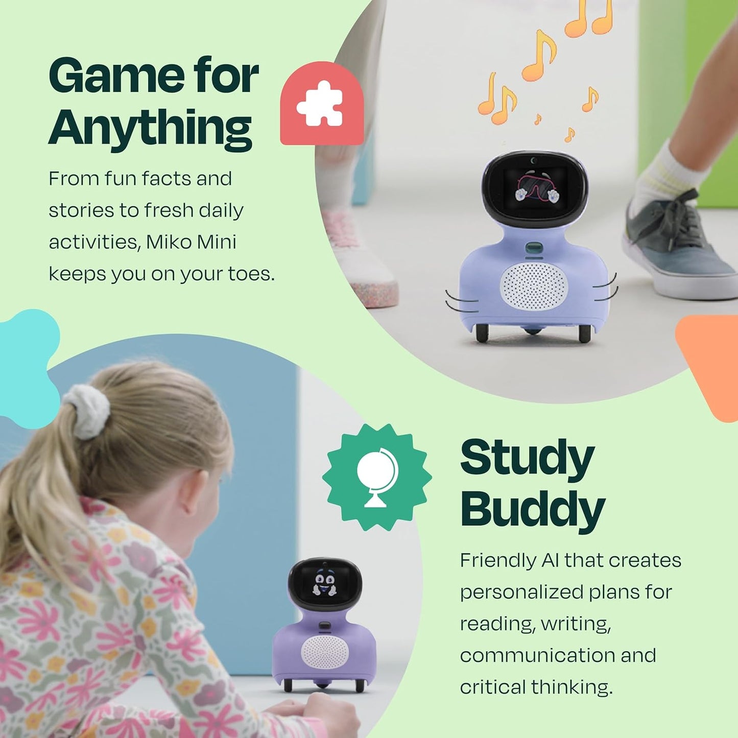 Miko Mini with 30 Days Free Miko Max: AI Robot for Kids | Fosters STEAM Learning & Education | Packed with Games, Dance, Singing | Child-Safe Conversational Learning | Ideal Gift for Boys & Girls 5+