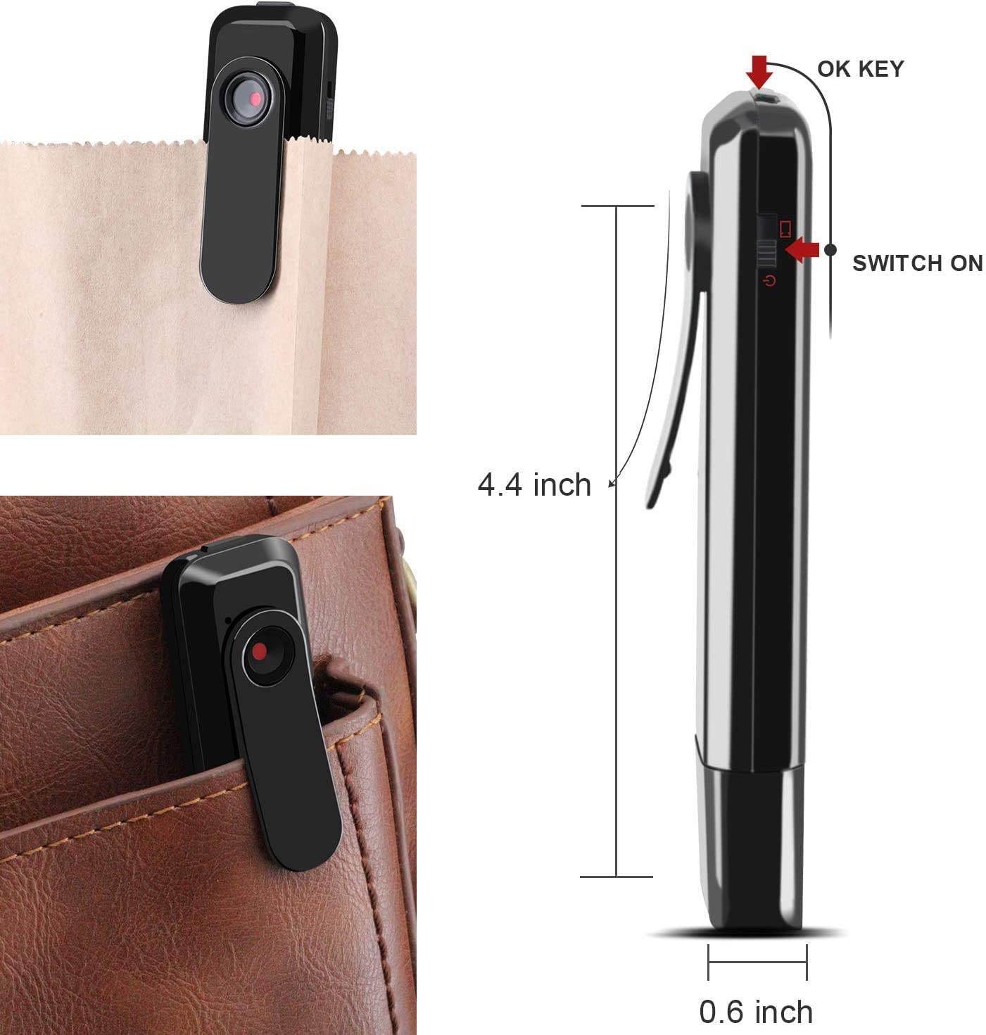 Body Camera HD 1080P Wearable Mini Hidden Spy Pen Cop Pocket Pen Cam