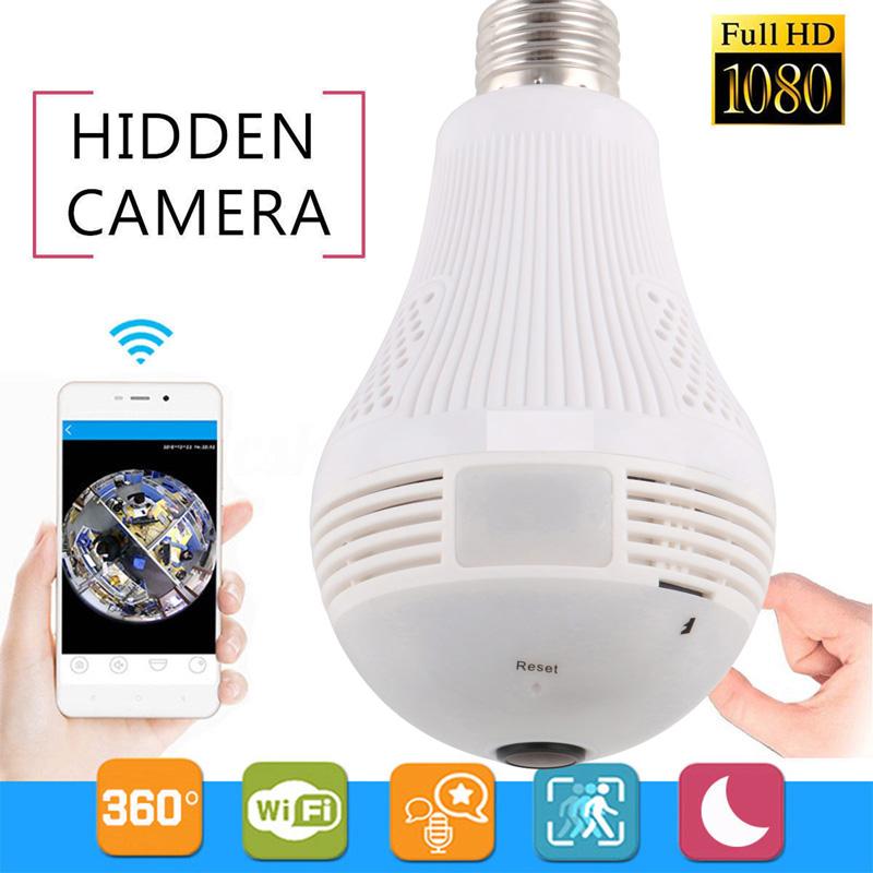 Anspo 1080P 2MP WiFi Panoramic Bulb Security Cameras 360 Degree Home